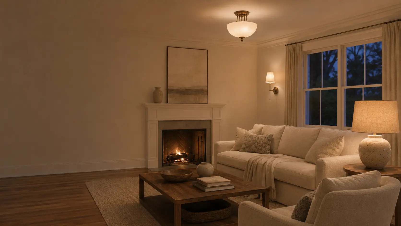 Warm layered lighting for everyday rooms