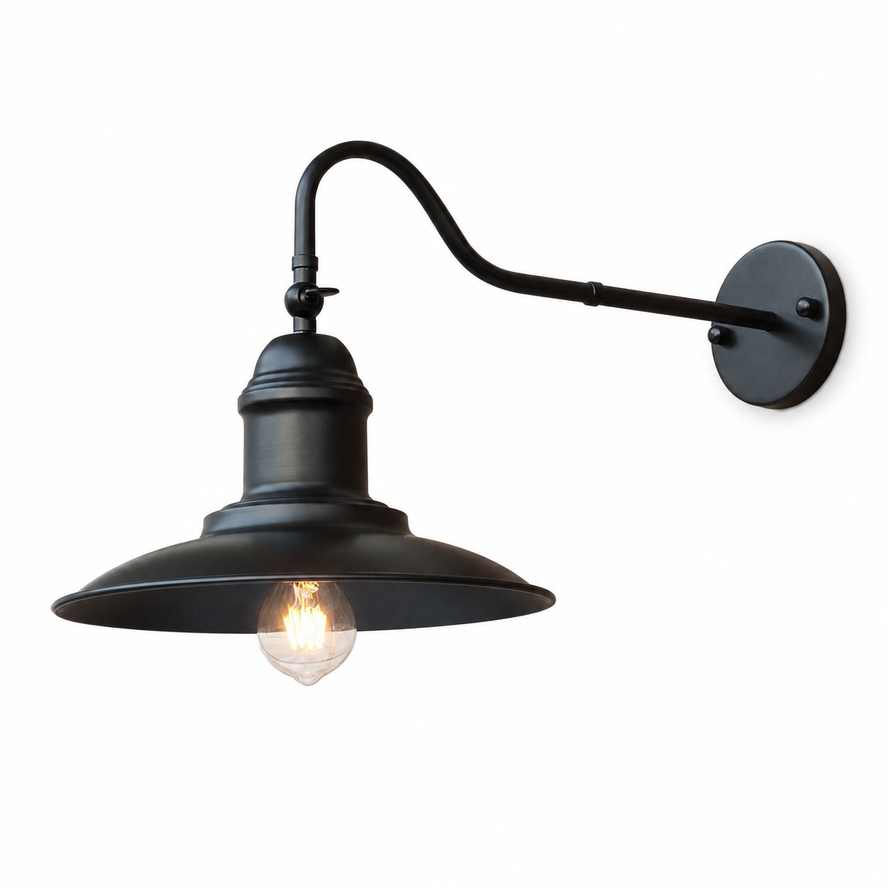 Bell shade outdoor wall sconce in black finish