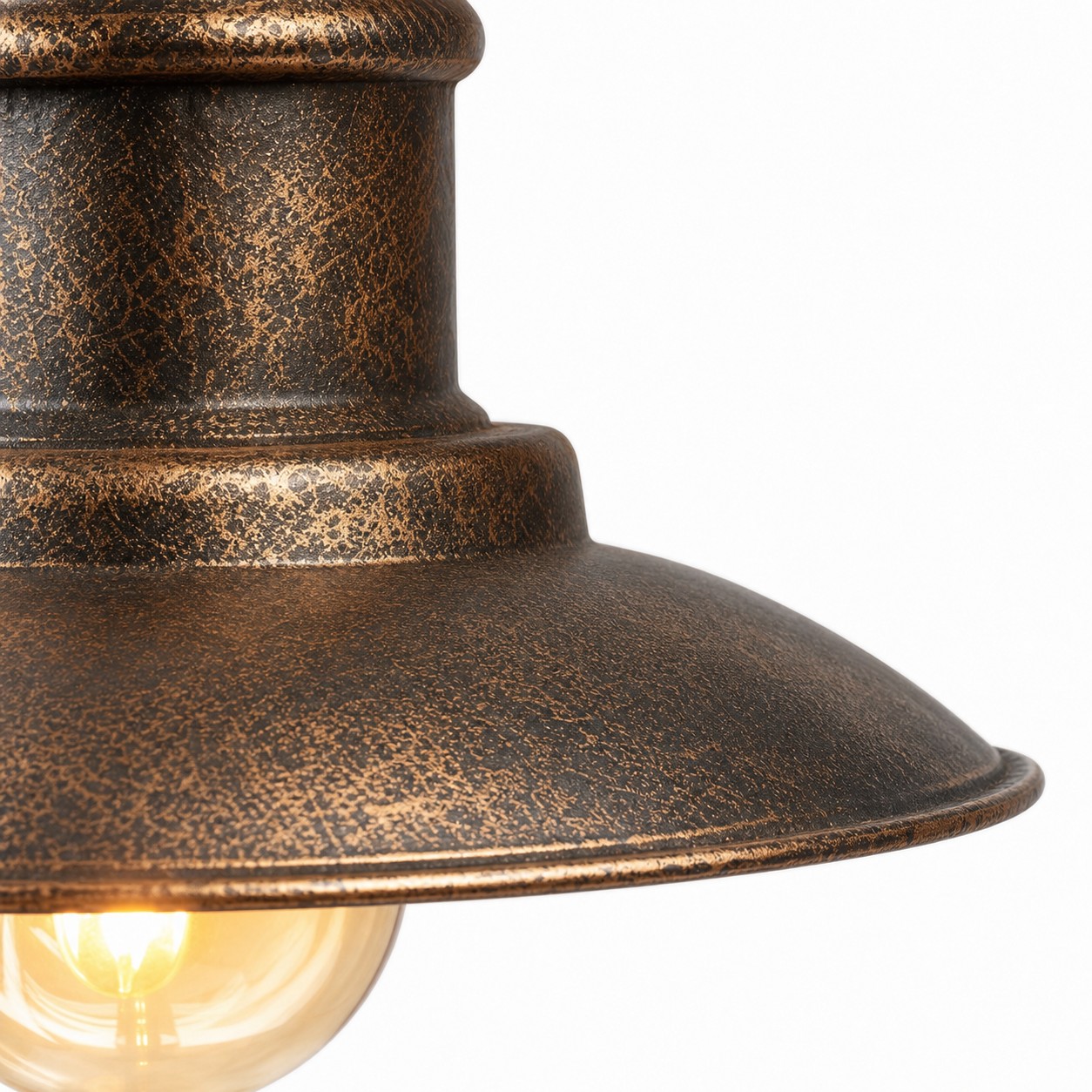 Close view of antique brass metal shade texture